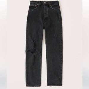 Abercrombie curve love - black dad jeans distressed